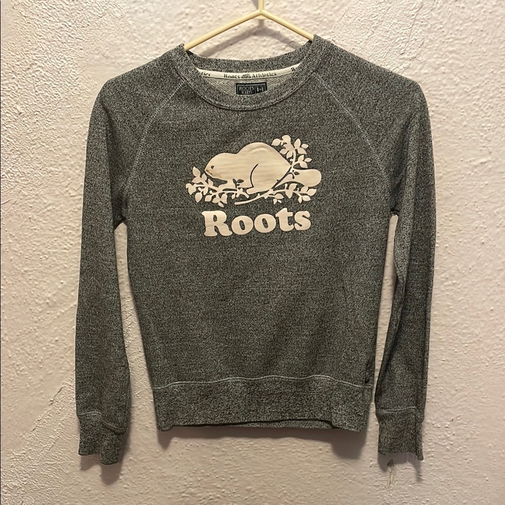 Roots Gray Crewneck Sweater Soft Cotton Blend